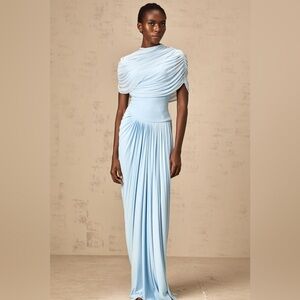 Miss Rosier Catherine Asymmetric Pleated Maxi Dress